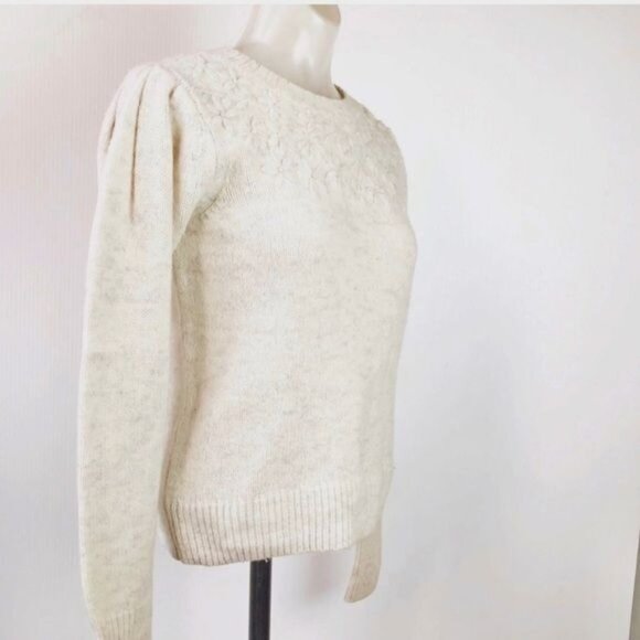 Rebecca Tylor LA VIE Floral Embroidered ivory wool sweater XSmall - Picture 6 of 11